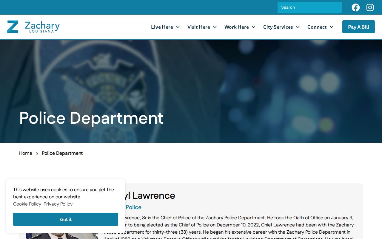 East Baton Rouge Parish Zachary Police page for station and warrant contacts