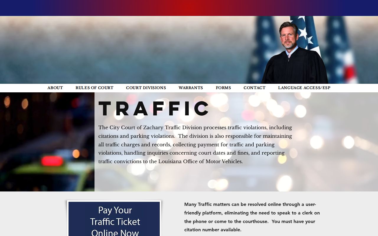 East Baton Rouge Parish Zachary City Court ticket portal for traffic warrants